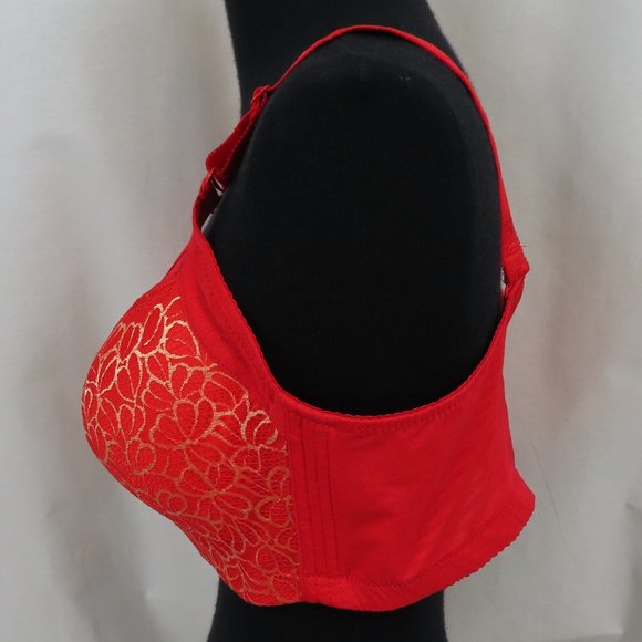 Gorgeous Red and Gold Decorated Bra Sz. 40/90 - Picture 4 of 8